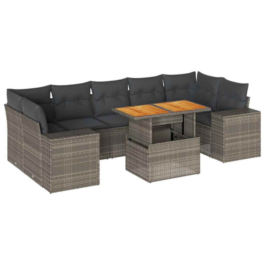 vidaXL Set Divano da Giardino 8 pz con Cuscini Grigio in Polyrattan