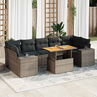vidaXL Set Divano da Giardino 8 pz con Cuscini Grigio in Polyrattan