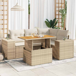 Set Divano da Giardino 5 pz con Cuscini Beige in Polyrattan 3327369
