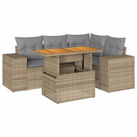 vidaXL Set Divano da Giardino 5 pz con Cuscini Beige in Polyrattan