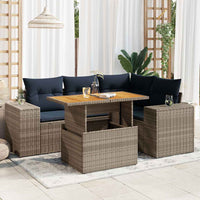 vidaXL Set Divano da Giardino 5 pz con Cuscini Grigio in Polyrattan