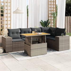 vidaXL Set Divano da Giardino 6 pz con Cuscini Grigio in Polyrattan