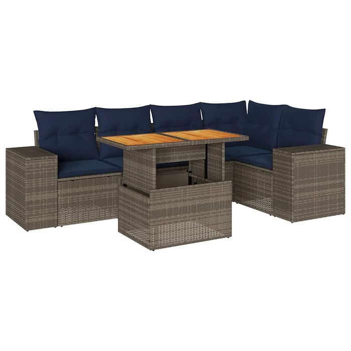 vidaXL Set Divano da Giardino 6 pz con Cuscini Grigio in Polyrattan