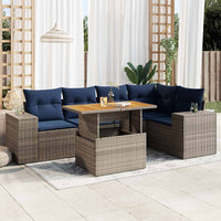vidaXL Set Divano da Giardino 6 pz con Cuscini Grigio in Polyrattan