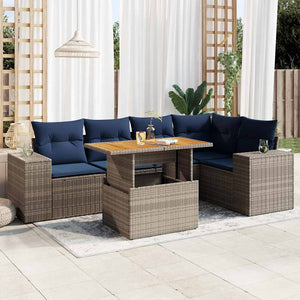 vidaXL Set Divano da Giardino 6 pz con Cuscini Grigio in Polyrattan