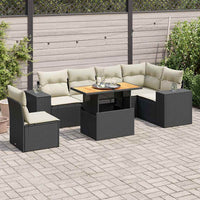 Set Divani da Giardino con Cuscini 7pz Nero Polyrattan