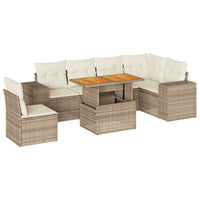 Set Divani da Giardino 7 pz con Cuscini Beige in Polyrattan 3327383