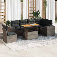 vidaXL Set Divani da Giardino 7 pz con Cuscini Grigio in Polyrattan