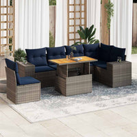vidaXL Set Divani da Giardino 7 pz con Cuscini Grigio in Polyrattan