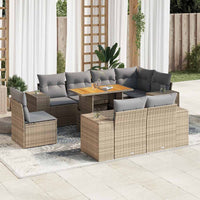 vidaXL Set Divano da Giardino 9 pz con Cuscini Beige in Polyrattan