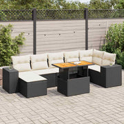 vidaXL Set Divani da Giardino con Cuscini 8 pz Nero in Polyrattan