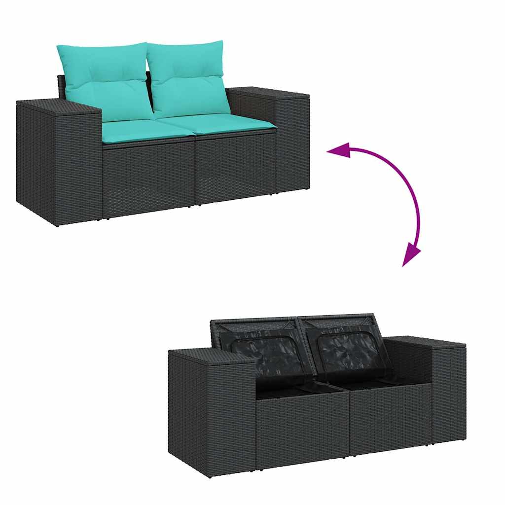 Set Divani da Giardino con Cuscini 8 pz Nero in Polyrattan 3327403