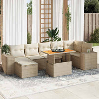 Set Divano da Giardino 8 pz con Cuscini Beige in Polyrattan 3327404