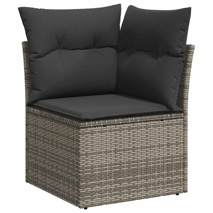 Set Divano da Giardino 9pz con Cuscini Grigio Polyrattan Acacia