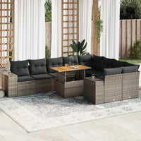vidaXL Divano Giardino 10 pz con Cuscini Grigio in Polyrattan Acacia
