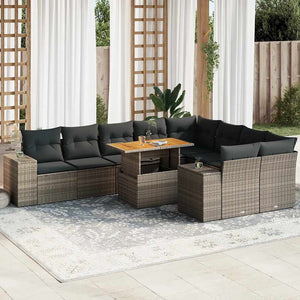 vidaXL Divano Giardino 10 pz con Cuscini Grigio in Polyrattan Acacia