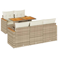 Set Divano da Giardino 6 pz con Cuscini Beige Polyrattan Acacia 3327439