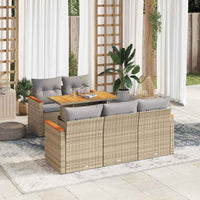 vidaXL Set Divano da Giardino 6 pz con Cuscini Beige Polyrattan Acacia