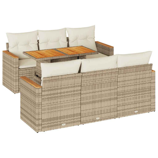 Set Divani da Giardino 7 pz con Cuscini Beige Polyrattan Acacia 3327446