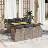 vidaXL Set Divani da Giardino 7pz con Cuscini Grigio Polyrattan Acacia