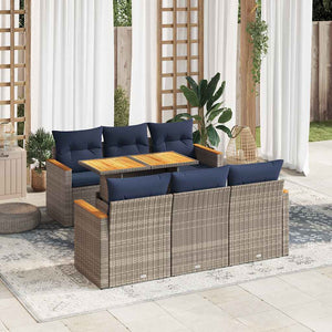 Set Divani da Giardino 7 pz con Cuscini Grigio in Polyrattan 3327449