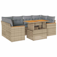 vidaXL Set Divano da Giardino 6 pz con Cuscini Beige Polyrattan Acacia