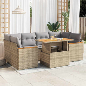 vidaXL Set Divano da Giardino 6 pz con Cuscini Beige Polyrattan Acacia