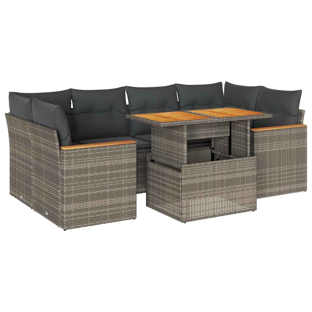 Set Divano da Giardino 6pz con Cuscini Grigio Polyrattan Acacia 3327455