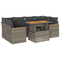vidaXL Set Divano da Giardino 6pz con Cuscini Grigio Polyrattan Acacia