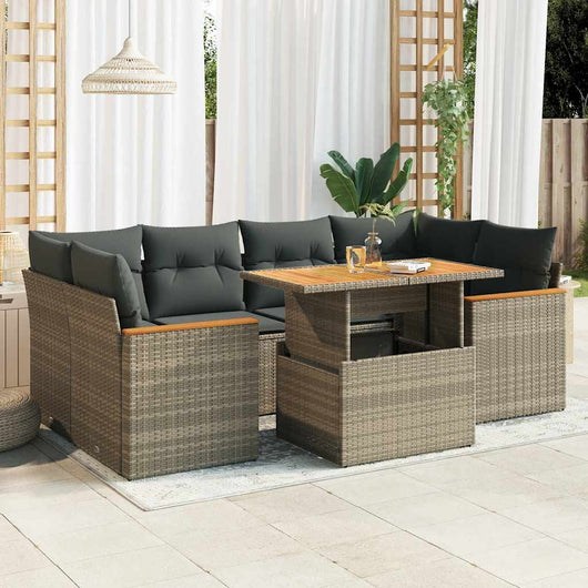 vidaXL Set Divano da Giardino 6pz con Cuscini Grigio Polyrattan Acacia