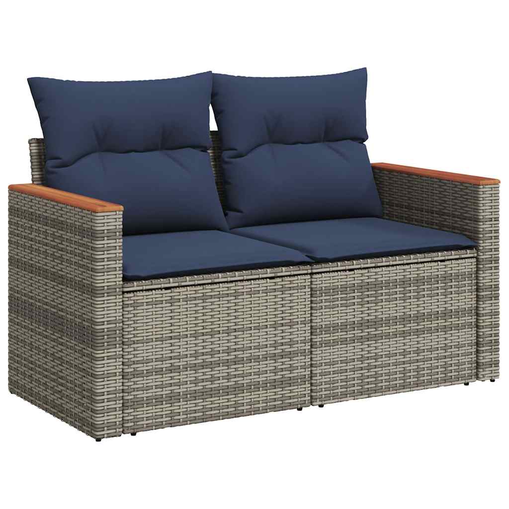 vidaXL Set Divani da Giardino 7 pz con Cuscini Grigio in Polyrattan
