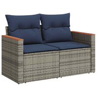 vidaXL Set Divani da Giardino 7 pz con Cuscini Grigio in Polyrattan