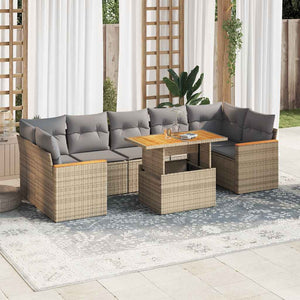 vidaXL Set Divano da Giardino 8 pz con Cuscini Beige Polyrattan Acacia
