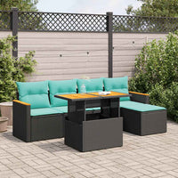 Set Divano da Giardino 6 pz con Cuscini Nero in Polyrattan 3327473
