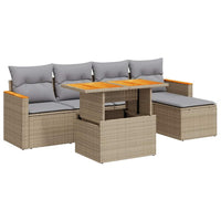 vidaXL Set Divano da Giardino 6 pz con Cuscini Beige Polyrattan Acacia