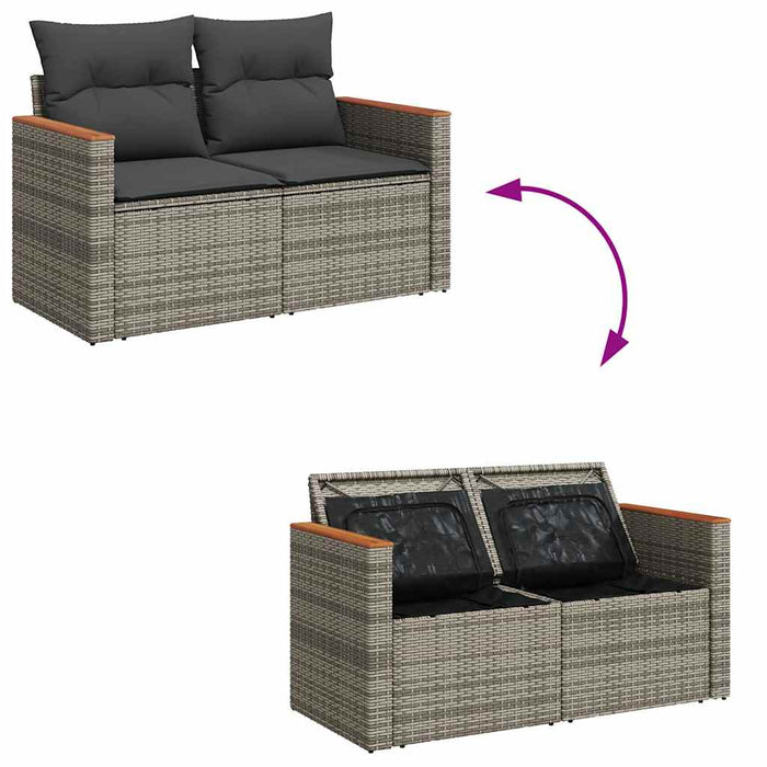 vidaXL Set Divano da Giardino 6pz con Cuscini Grigio Polyrattan Acacia