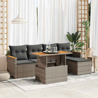 vidaXL Set Divano da Giardino 6pz con Cuscini Grigio Polyrattan Acacia