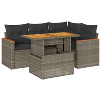 vidaXL Set Divano Giardino 5 pz con Cuscini Grigio Polyrattan Acacia