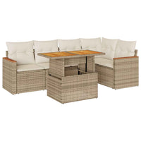 Set Divano da Giardino 6 pz con Cuscini Beige Polyrattan Acacia 3327488