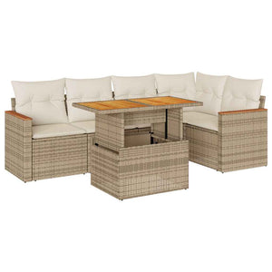 vidaXL Set Divano da Giardino 6 pz con Cuscini Beige Polyrattan Acacia