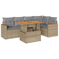 vidaXL Set Divano da Giardino 6 pz con Cuscini Beige Polyrattan Acacia