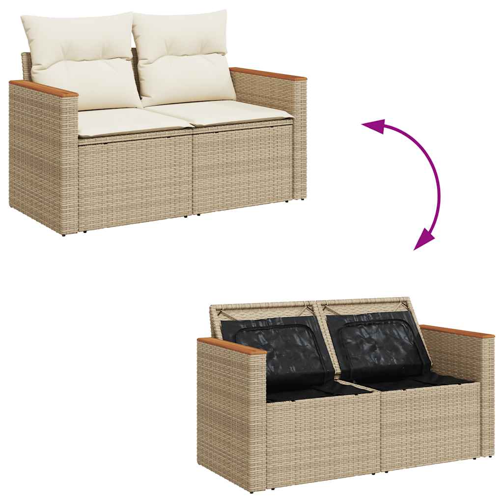 vidaXL Set Divani da Giardino 7 pz con Cuscini Beige Polyrattan Acacia