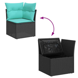 Set Divani da Giardino 9 pz con Cuscini Nero in Polyrattan 3327501