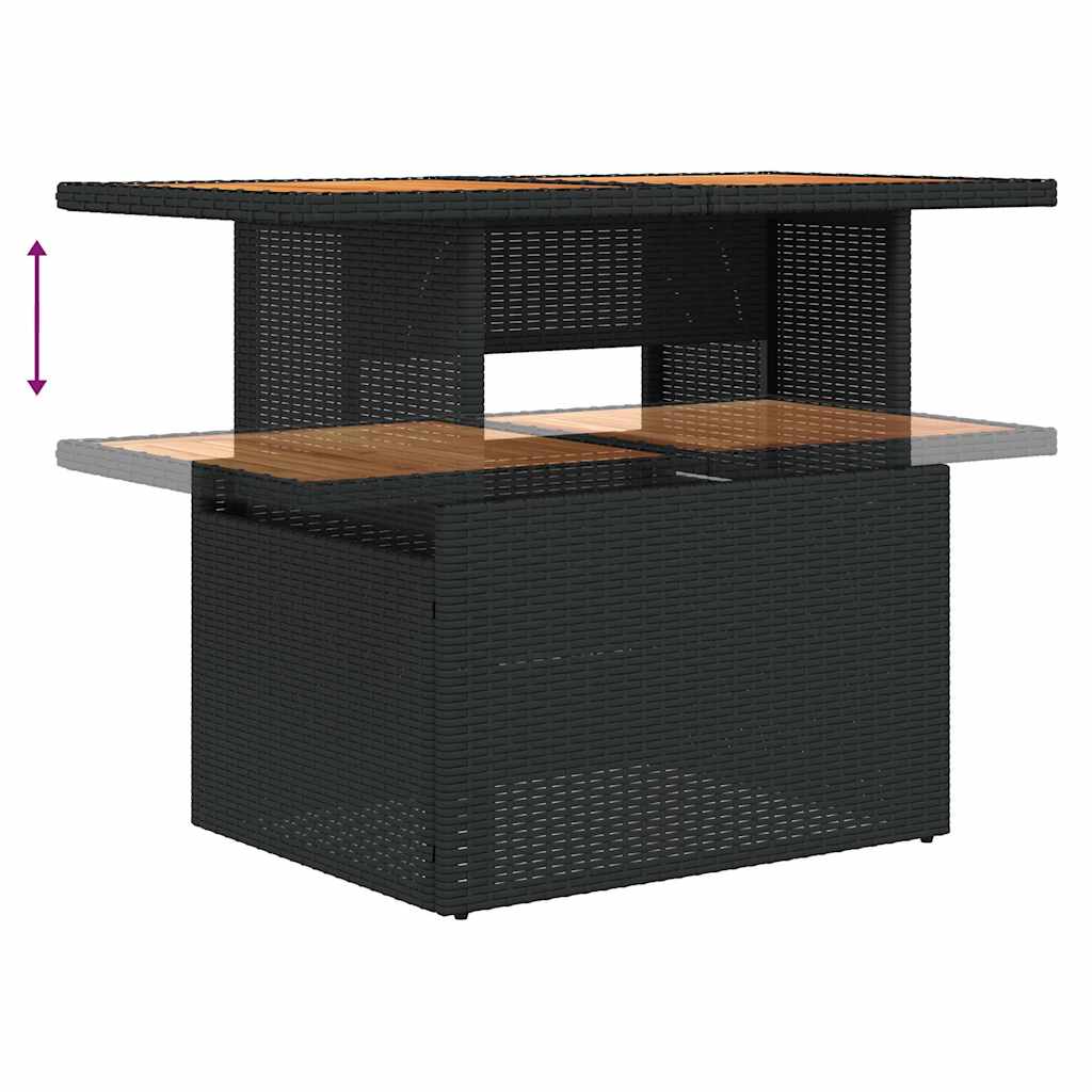 Set Divani da Giardino 9 pz con Cuscini Nero in Polyrattan 3327501