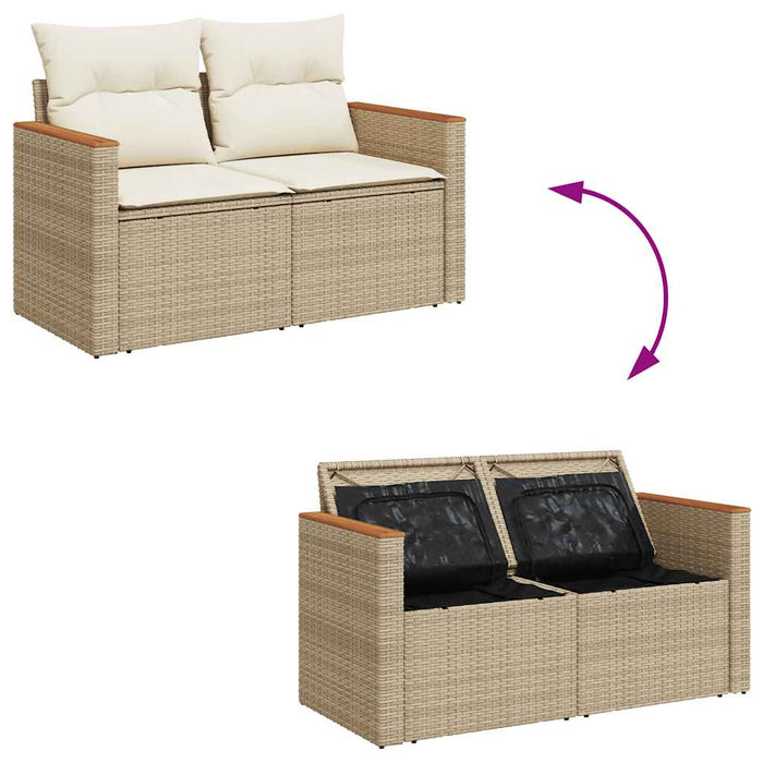 Set Divano da Giardino 9 pz con Cuscini Beige Polyrattan Acacia 3327502