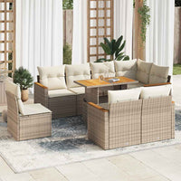 Set Divano da Giardino 9 pz con Cuscini Beige Polyrattan Acacia 3327502