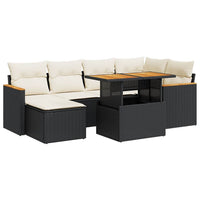 vidaXL Set Divani da Giardino con Cuscini 7pz Nero Polyrattan Acacia