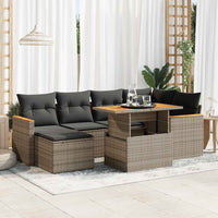 vidaXL Set Divani da Giardino 7pz con Cuscini Grigio Polyrattan Acacia