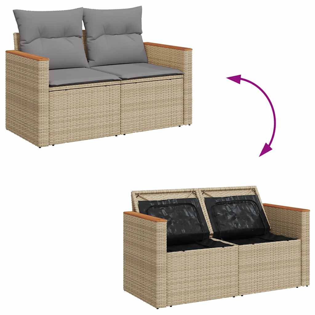 Set Divano da Giardino 9 pz con Cuscini Beige Polyrattan Acacia 3327524