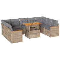 vidaXL Divano da Giardino 10 pz con Cuscini Beige in Polyrattan Acacia